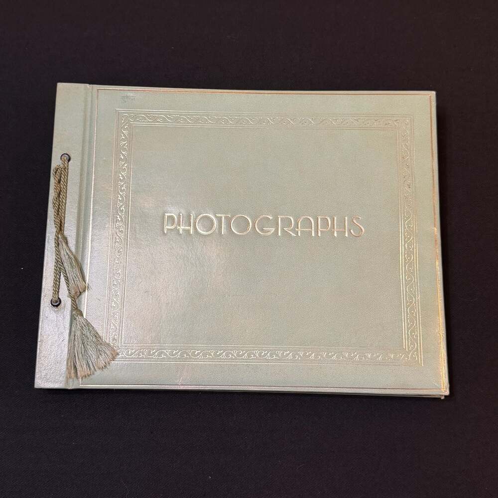Vintage Springfield Sage Green Faux Leather Tassel Photo Album Scrapbook